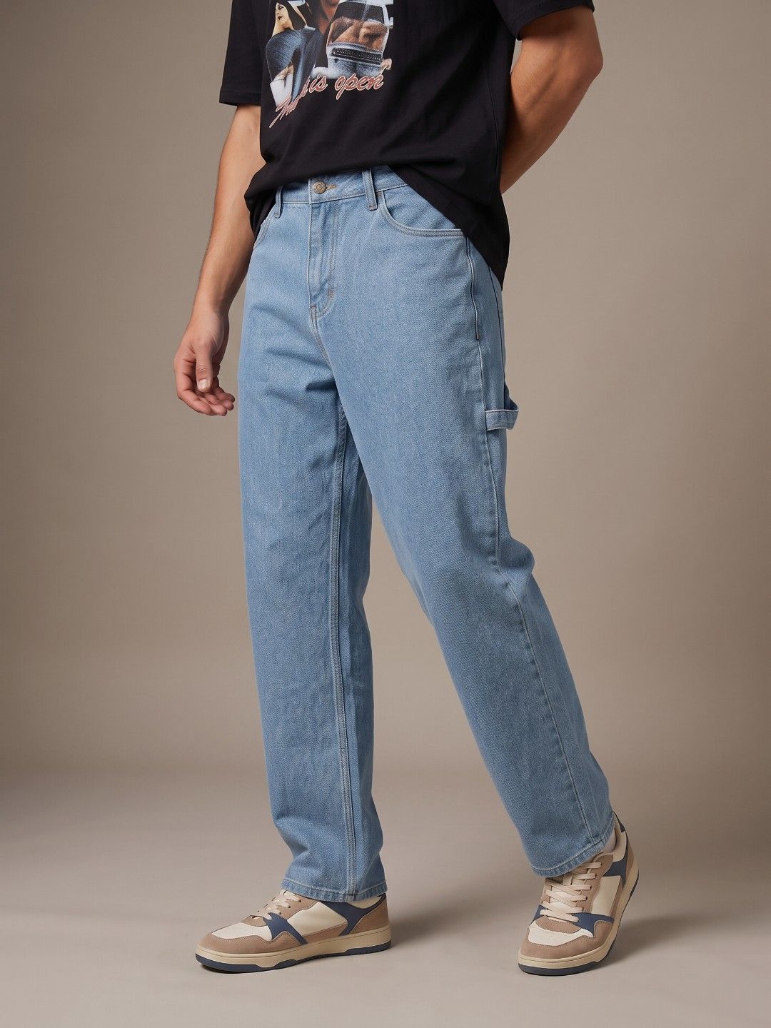 glitchez Men Baggy Fit Stretchable Jeans