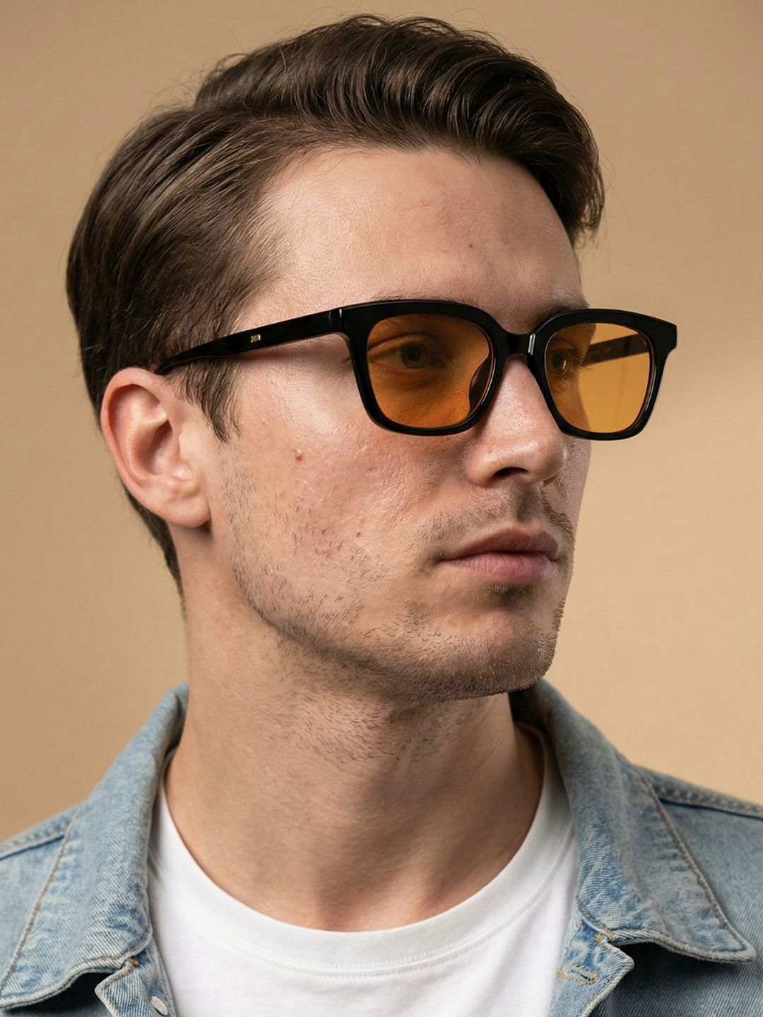 goglassic Unisex Full Rim Rectangle Sunglasses with UV Protected Lens MARCO-BLACK-ORANGE