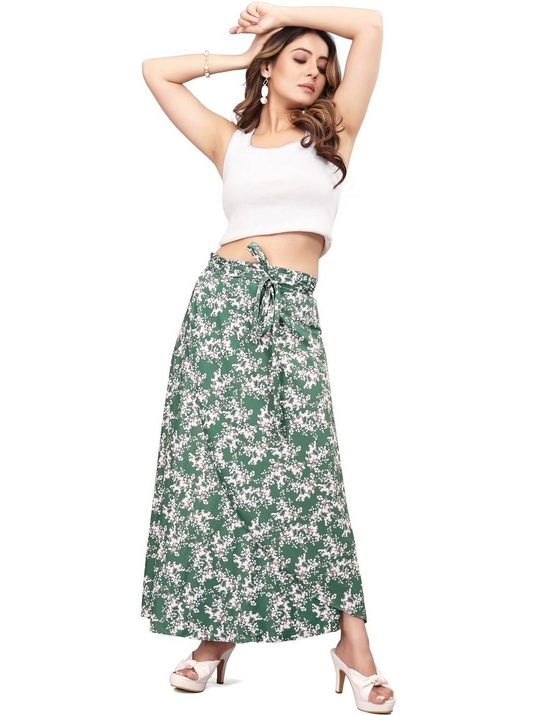 Moda Rapido Women Cotton Cambric Floral Maxi Wrap Skirt