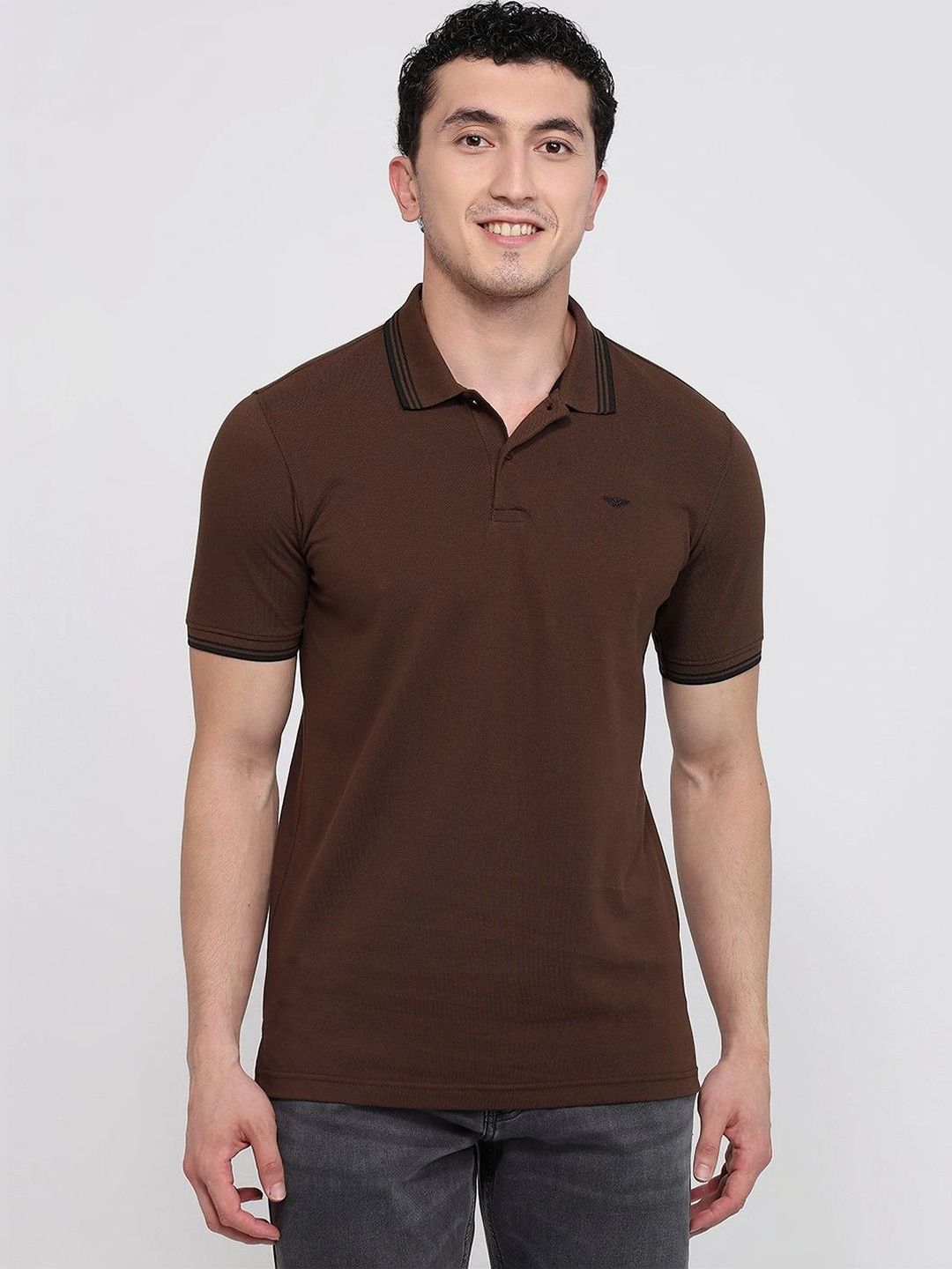 Park Avenue Men Polo Collar Pure Cotton Slim Fit T-shirt