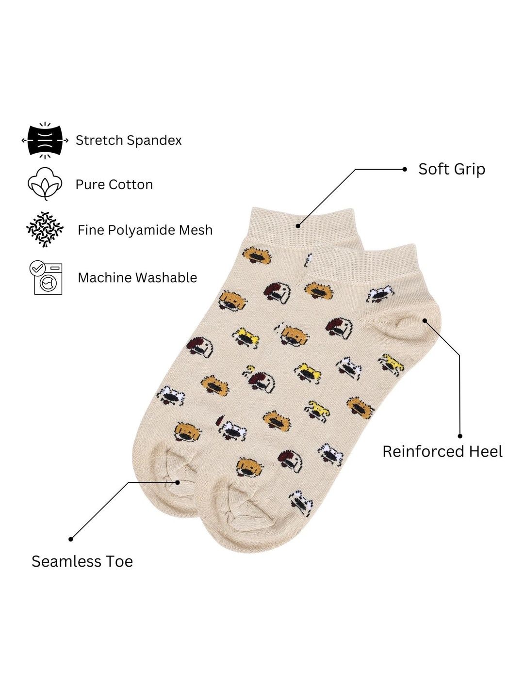 Soxytoes Unisex Cotton Patterned Above Ankle Socks