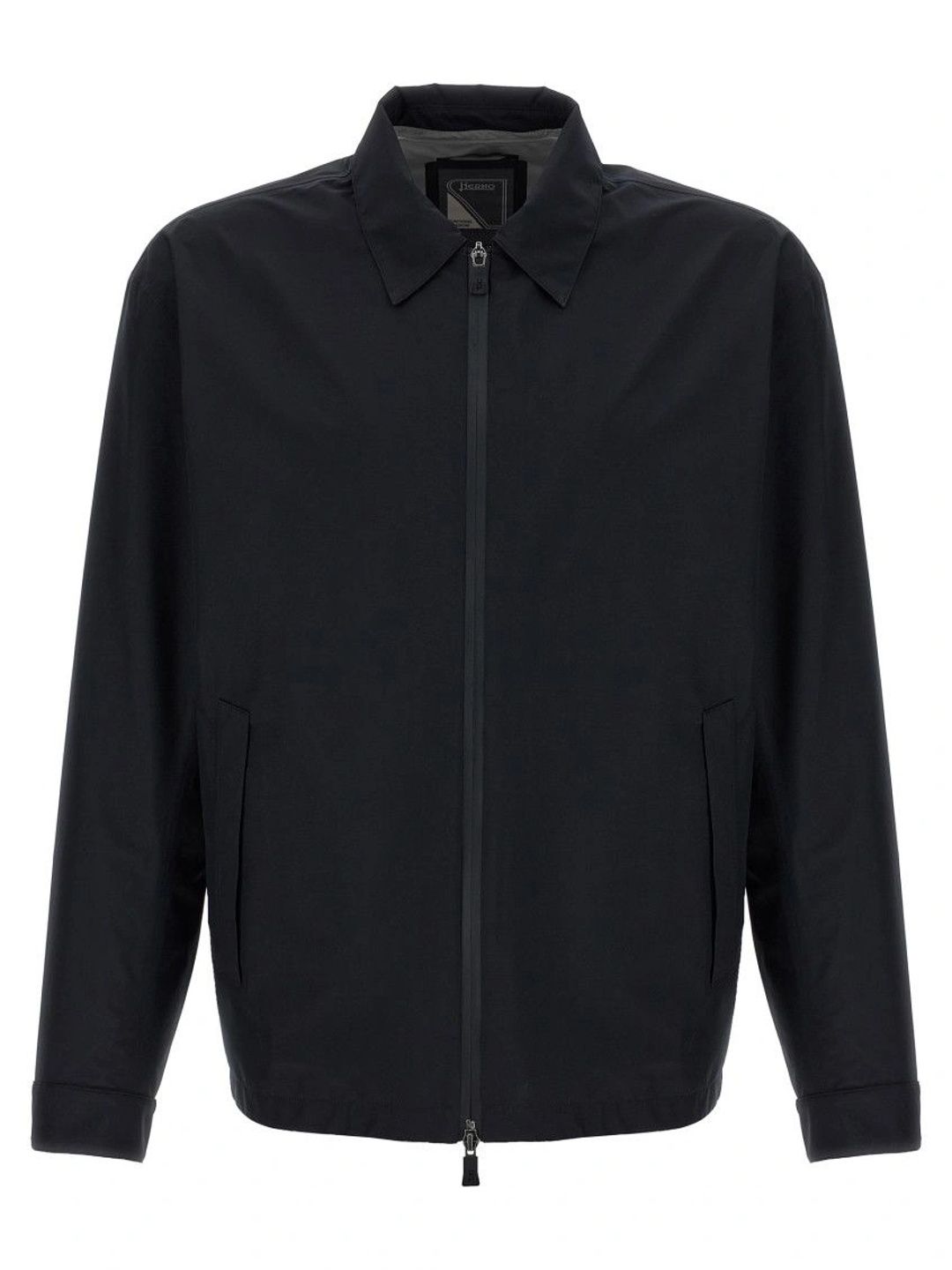 Herno Black Solid Shirt Collar Jacket