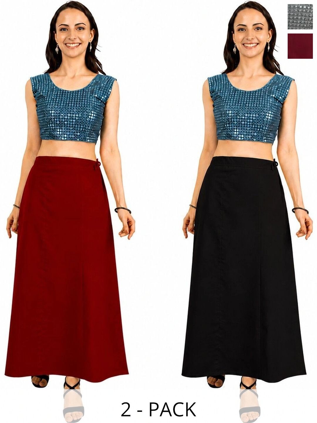 Preeti Creations Pack of 2 Cotton Saree Shapewear