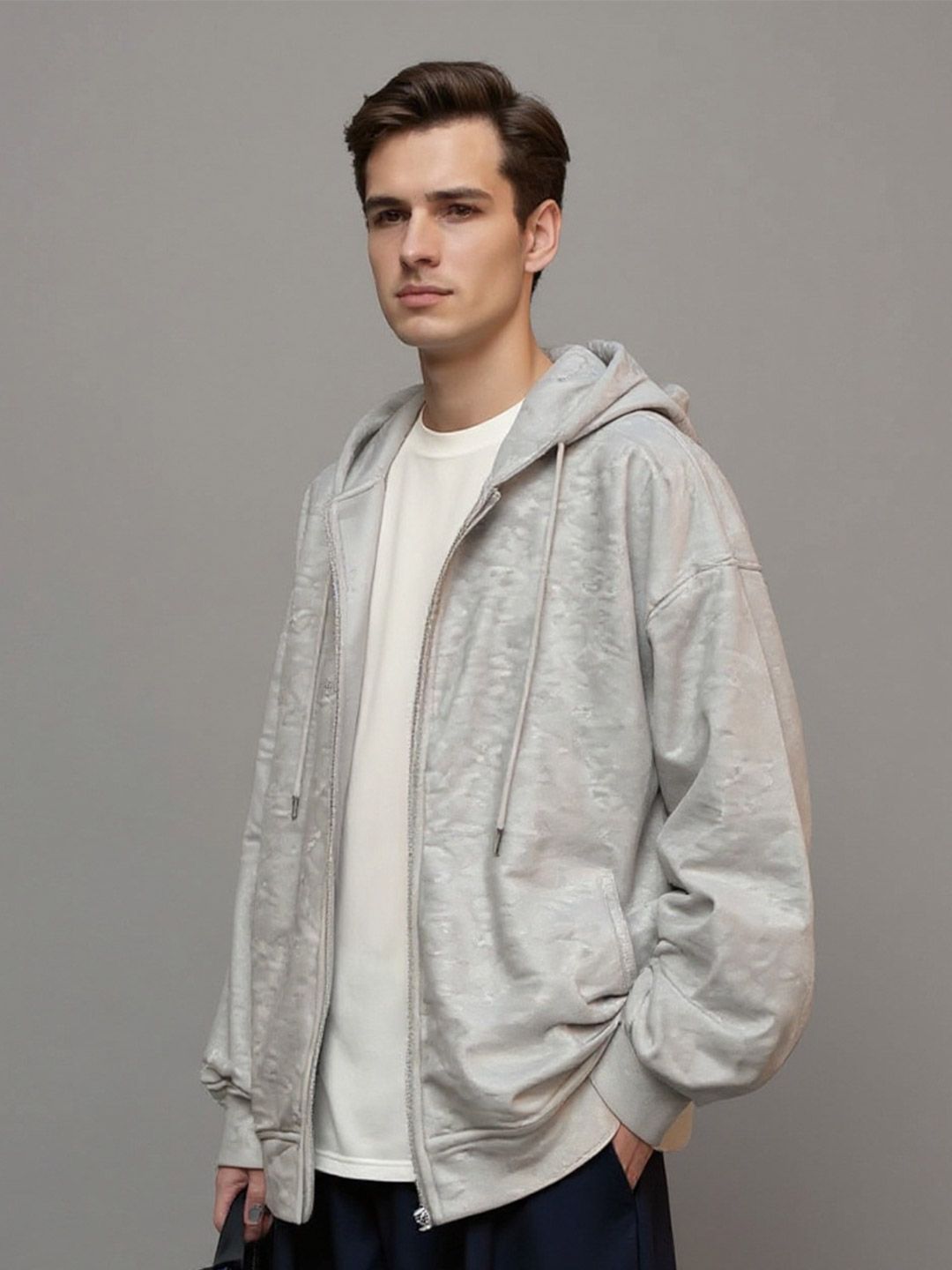 HERE&NOW Men Cotton Open Front Jacket