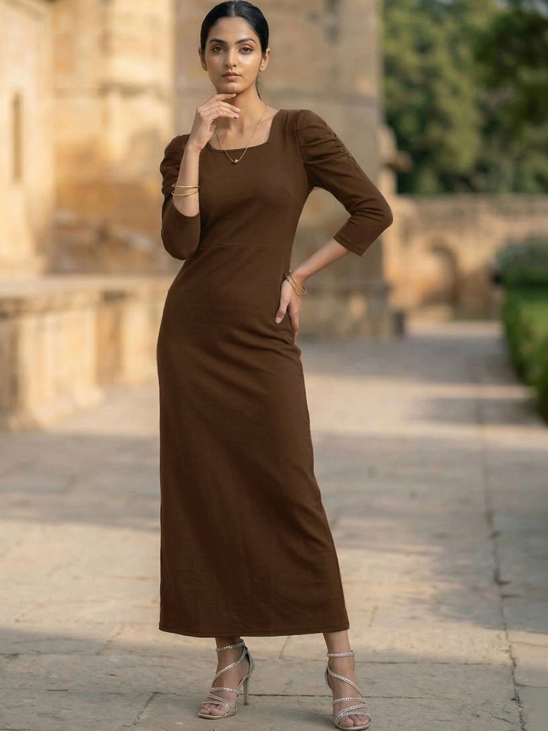 Chemistry Puff Sleeve Sheath Maxi Dress