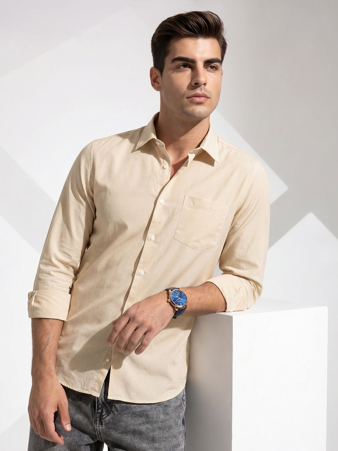 encore by INVICTUS Men Striped Casual Shirt