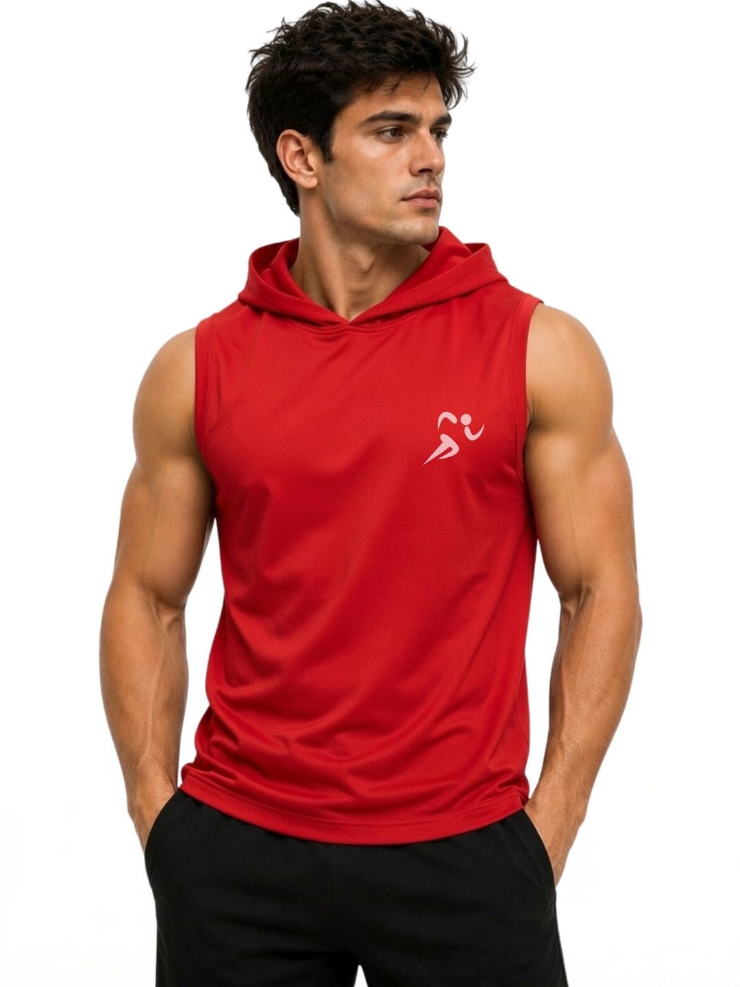 3Colors Men's Sleeveless Gym Hoodie | Quick Dry Active Hooded Tank Top | Lightweight Workout Vest for Gym, Running, Training & Fitness