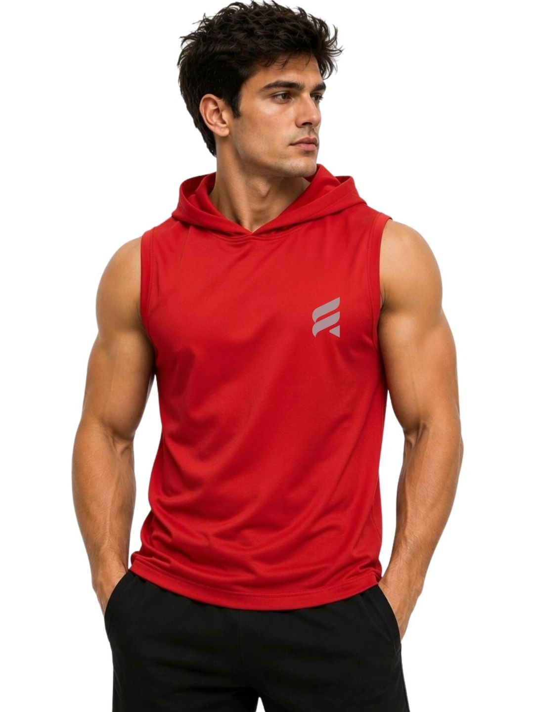 3Colors Men's Sleeveless Gym Hoodie | Quick Dry Active Hooded Tank Top | Lightweight Workout Vest for Gym, Running, Training & Fitness