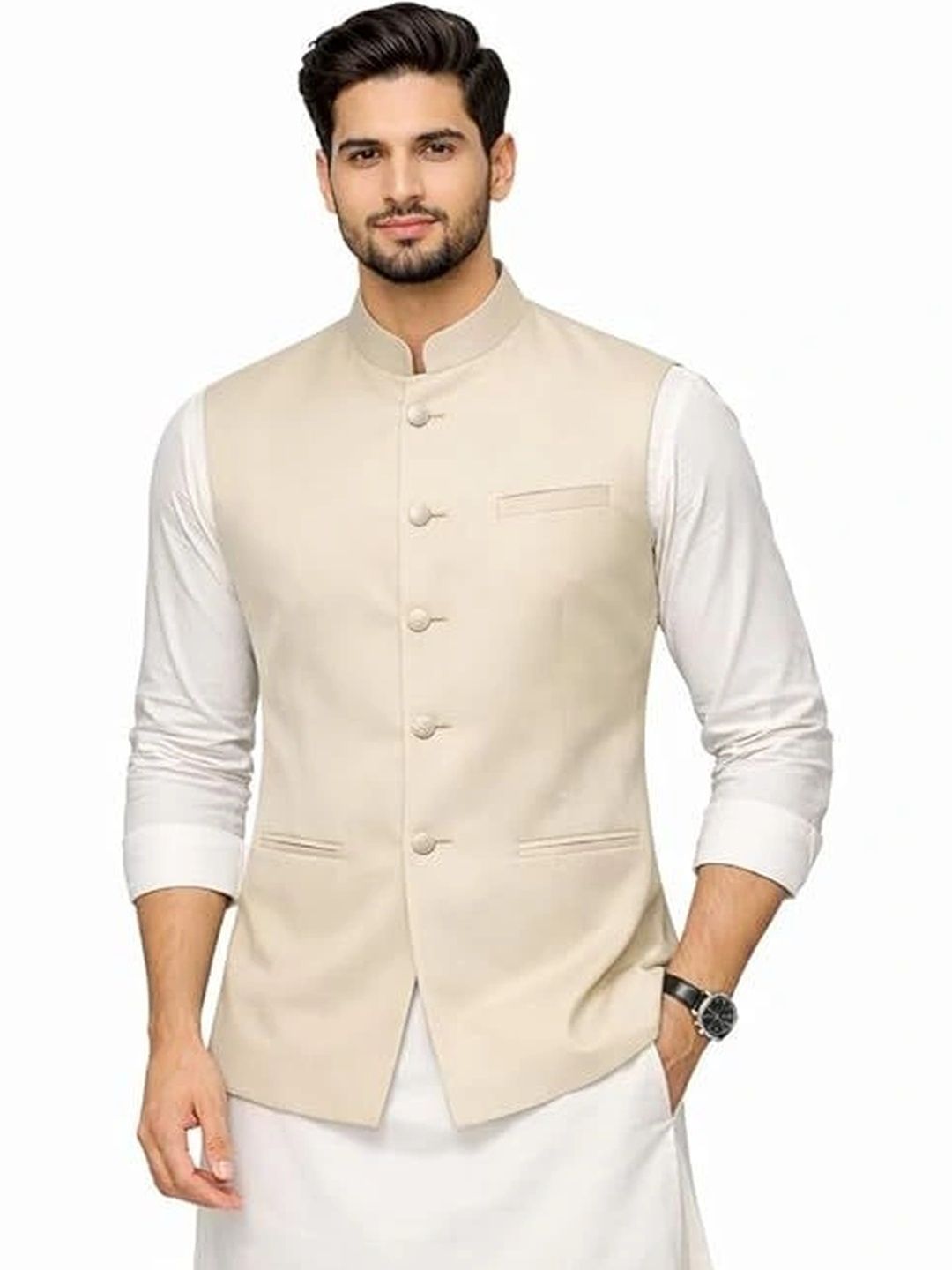 BIS CREATIONS BIS CREATIONS Men Sleeveless Ethnic Nehru Jacket