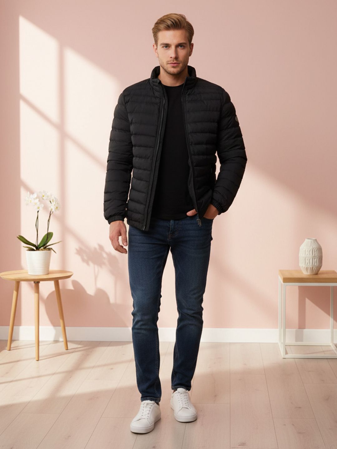 Mast & Harbour Men Stand Collar Long Sleeves Jacket