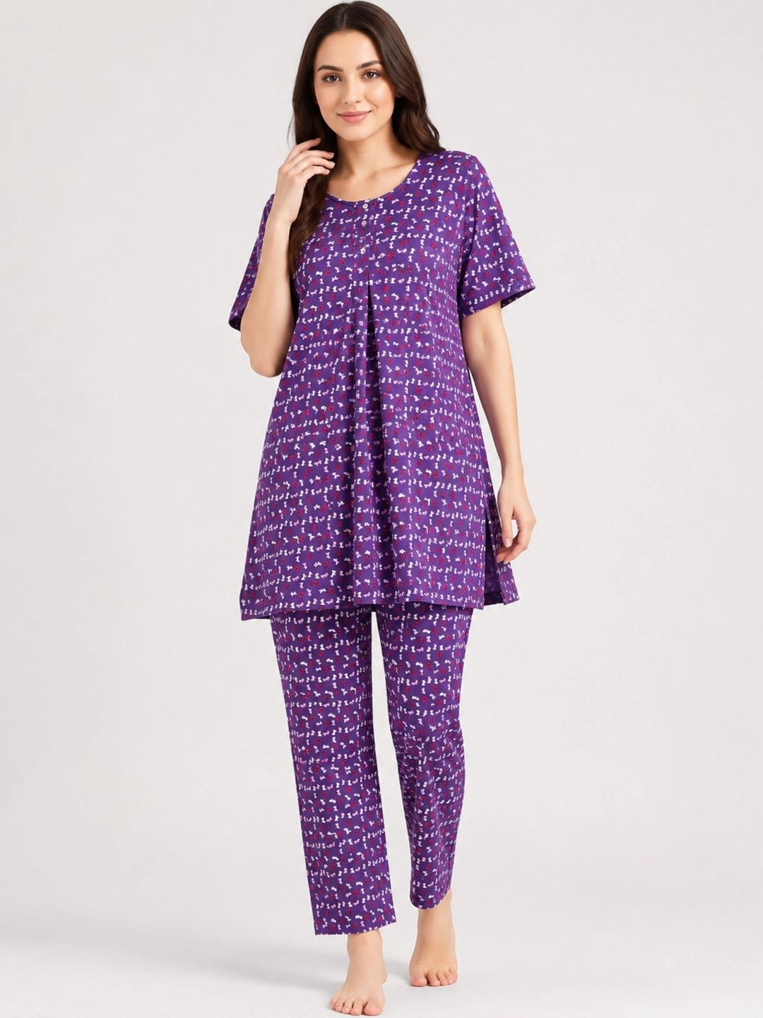 HAUTEMODA Printed Tunic with Trousers