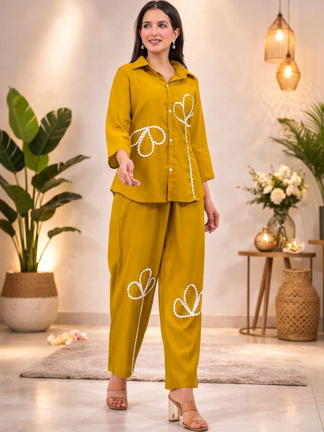 AADIKALA Women Embellished Shirt with Trousers