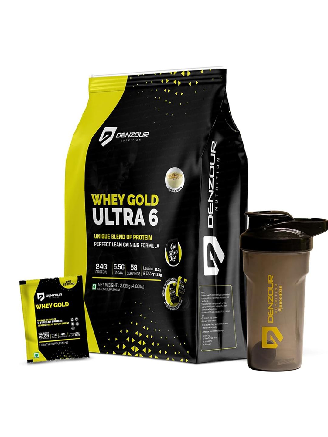 DENZOUR NUTRITION DENZOUR NUTRITION Whey Gold Ultra 6  Protein With Shaker - 2.08 kg - Shahi Kheer