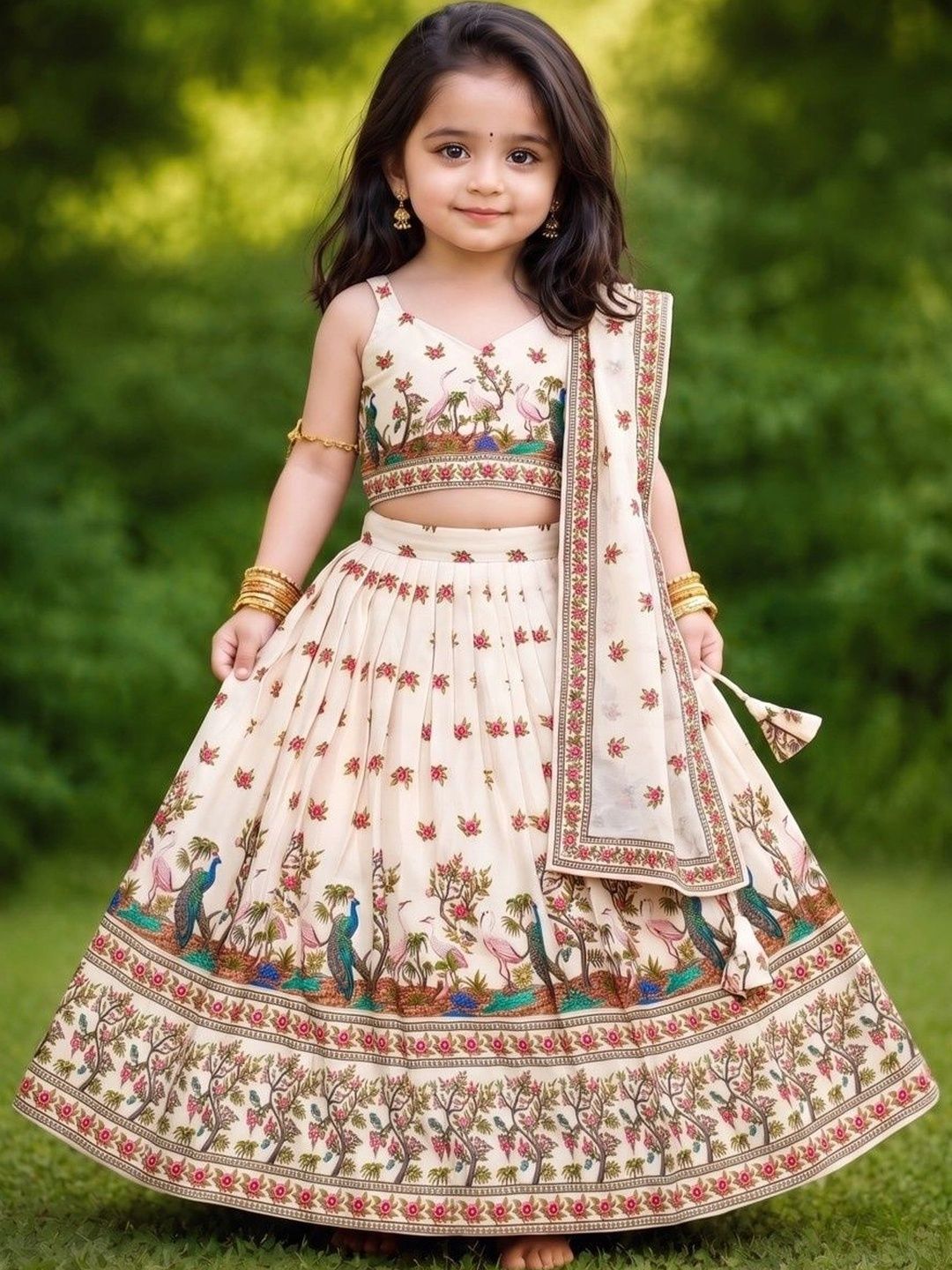 Shoryam Fashion Girls Printed Ready to Wear Lehenga & Blouse With Dupatta