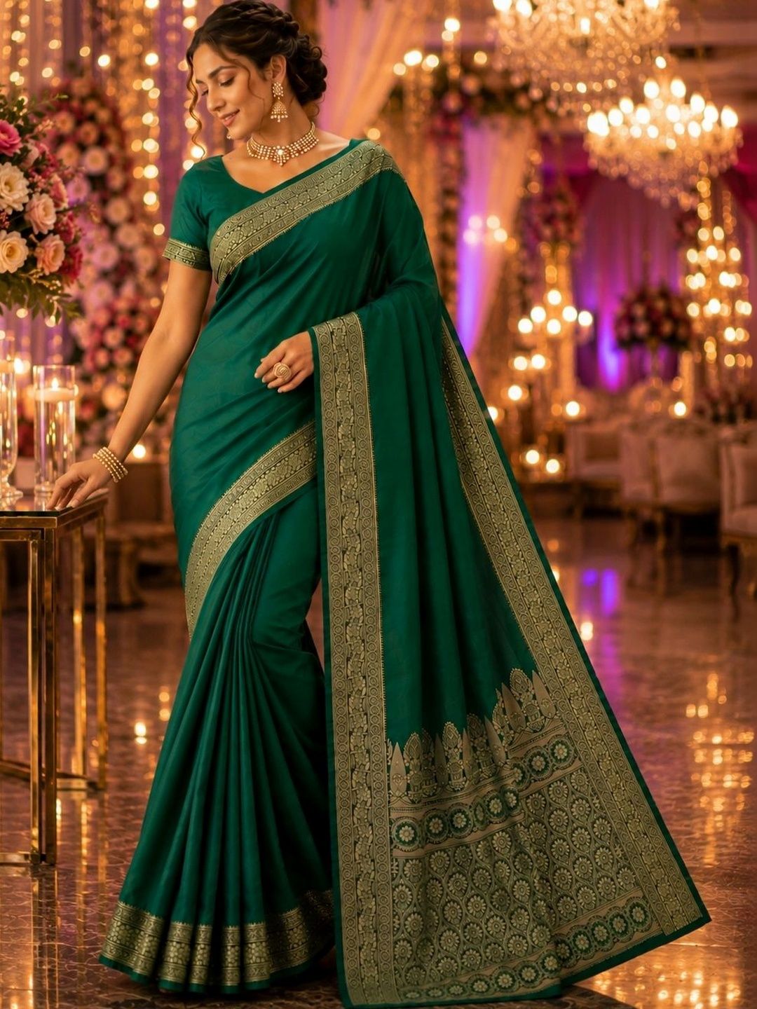 Prisan Zari Silk Blend Banarasi Saree