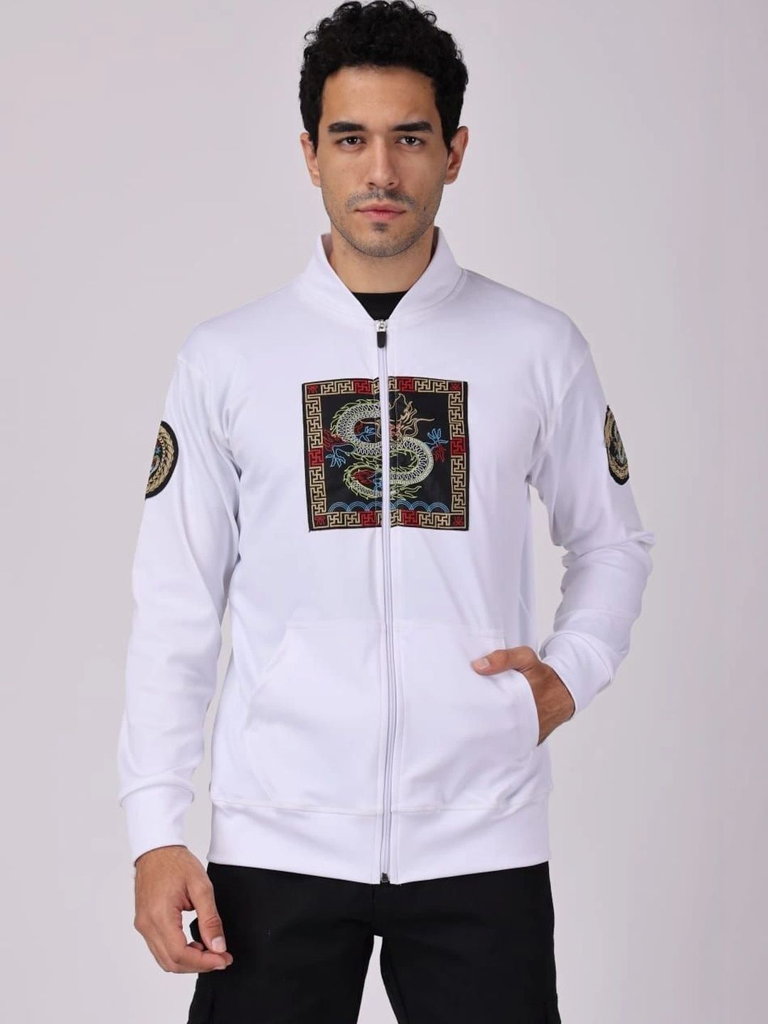 Flirty Soul Men Lightweight Bomber with Embroidered Jacket