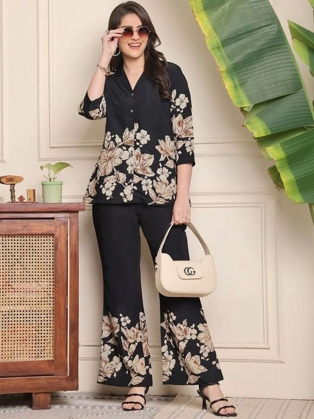 LIZORD FAB Floral Printed Shirt with Palazzos