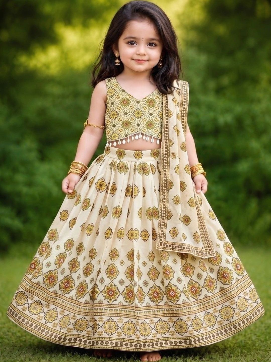 Shoryam Fashion Girls Printed Ready to Wear Lehenga & Blouse With Dupatta