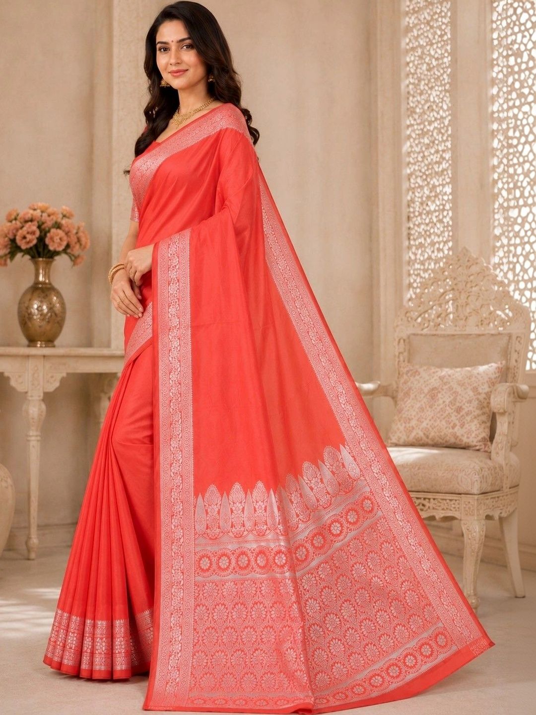 Prisan Zari Silk Blend Banarasi Saree