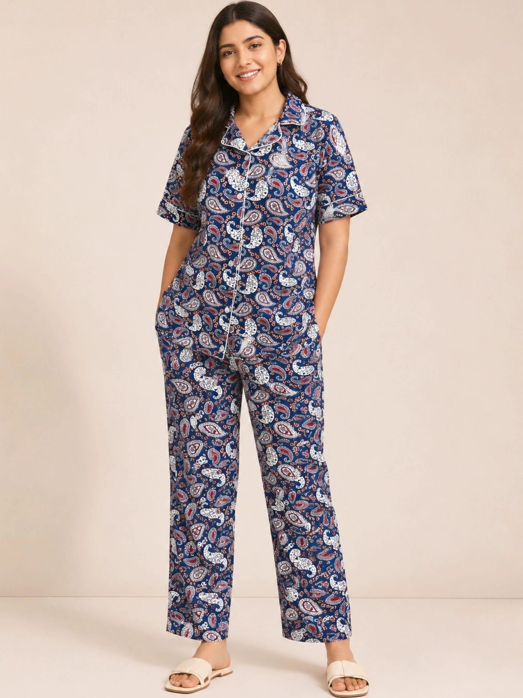 HAUTEMODA Printed Shirt with Trousers