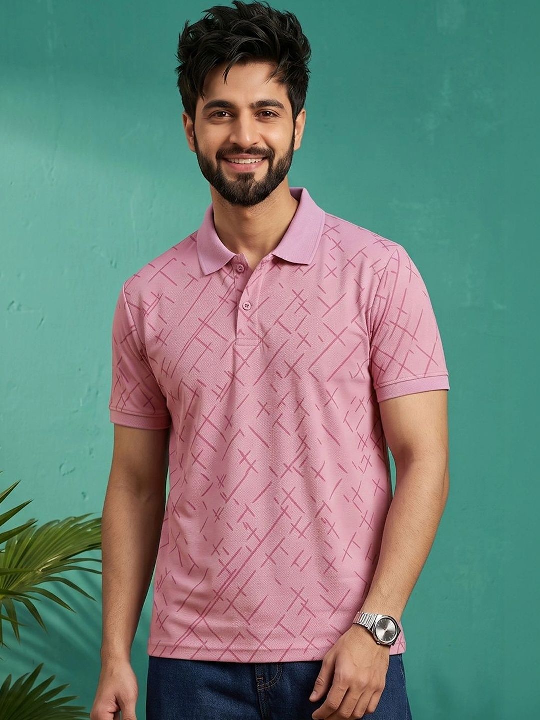 Mast & Harbour Men Printed Polo Collar T-shirt