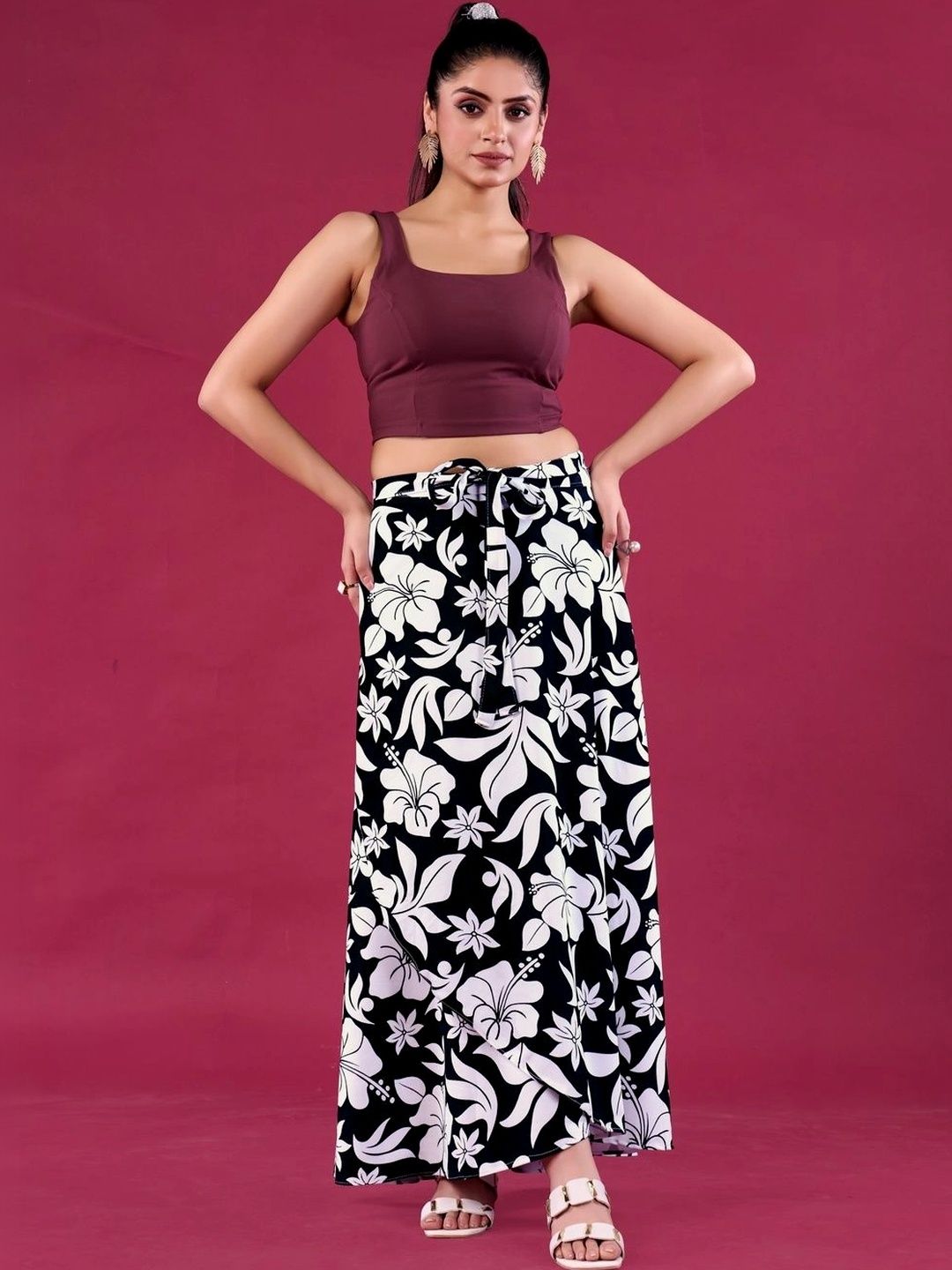 Moda Rapido Cotton Cambric Floral Maxi Wrap Skirt