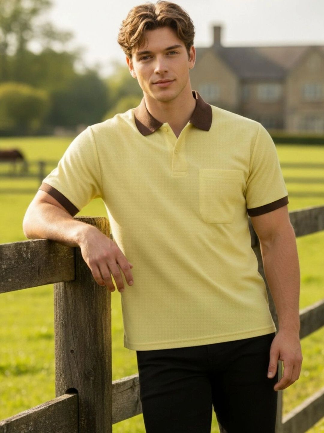 SAIKSA FASHION Men Polo Collar Pockets T-shirt