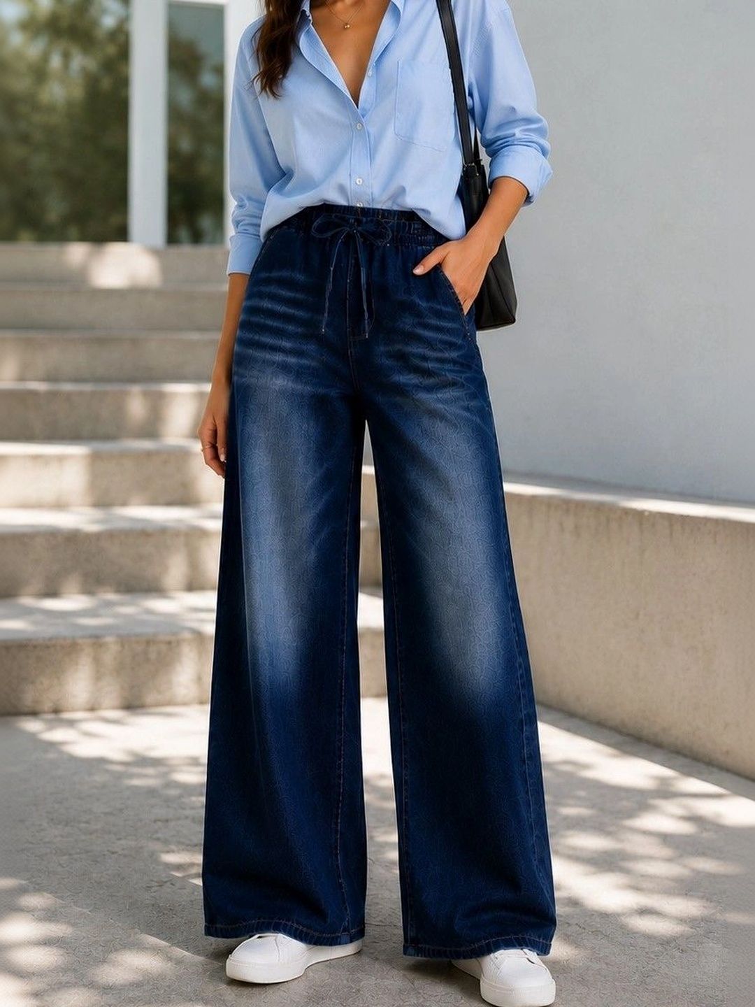 PINKLIT Women Wide Leg High-Rise Light Fade Jeans