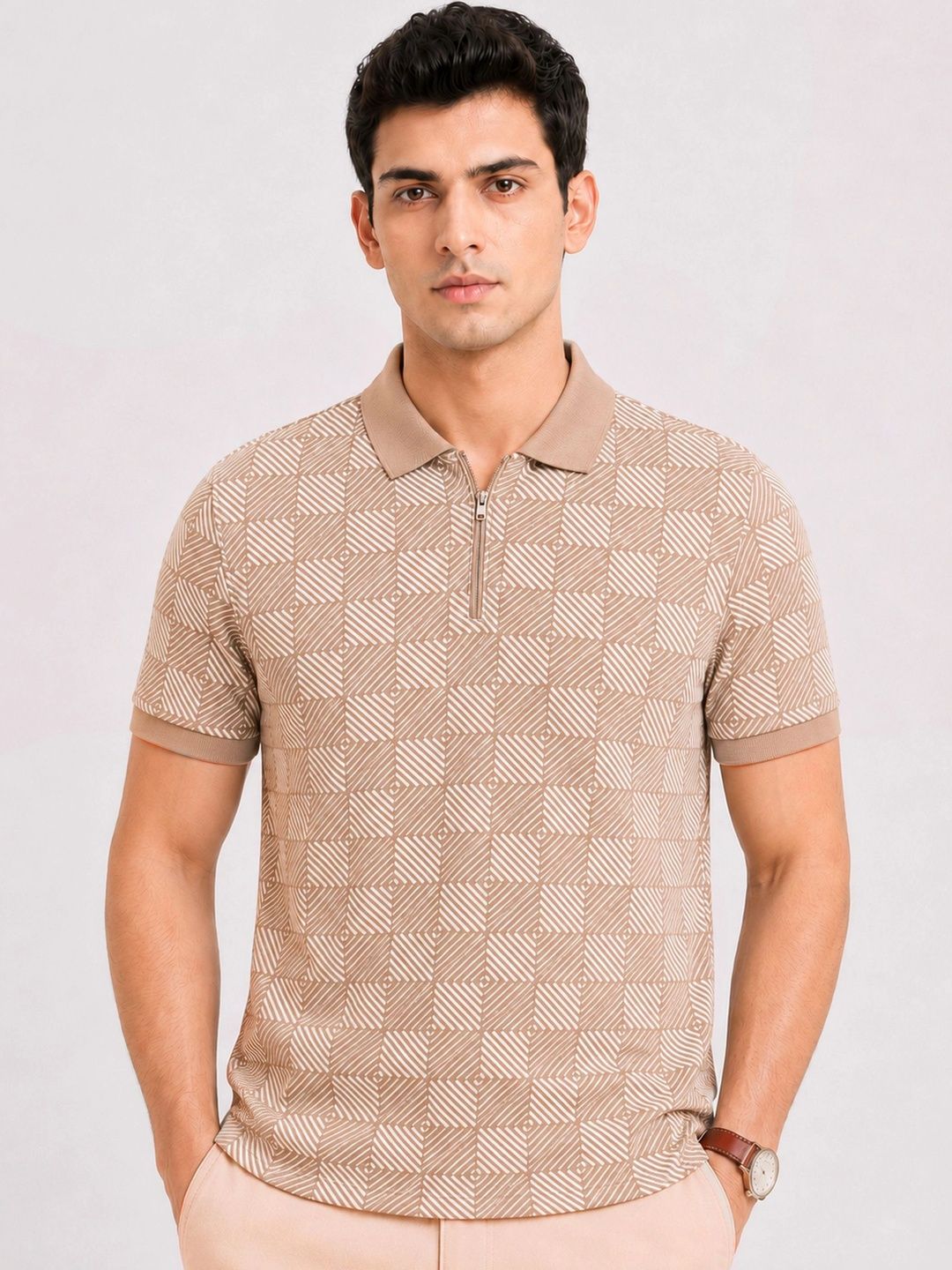 Monk Mode Men Printed Polo Collar T-shirt