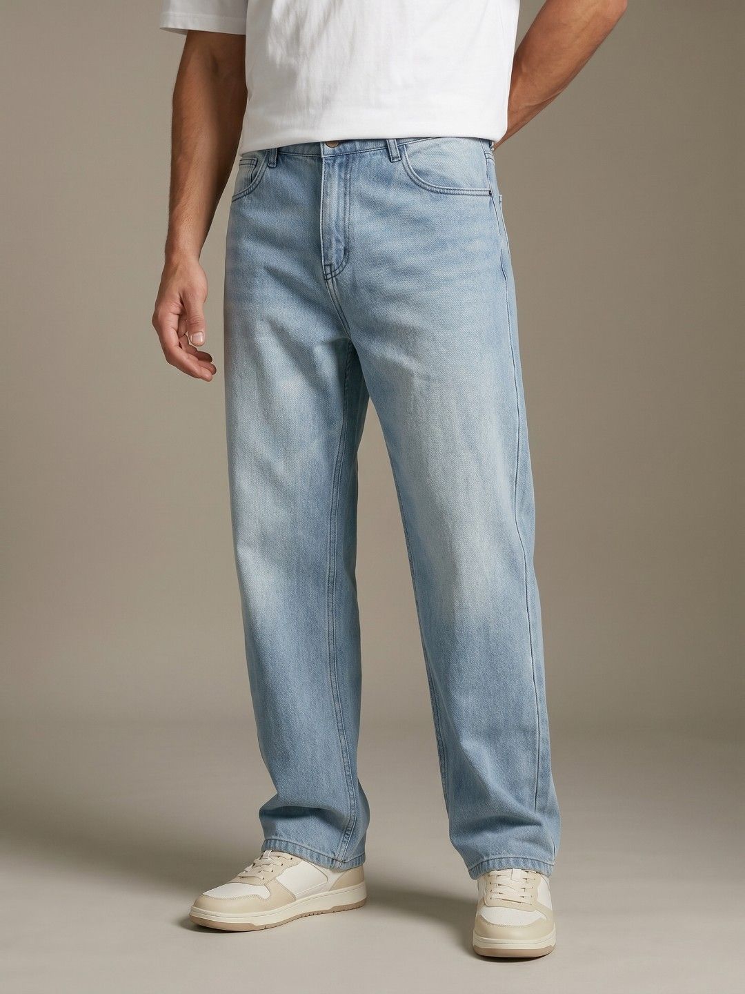 glitchez Men Baggy Fit Heavy Fade Pure Cotton Jeans