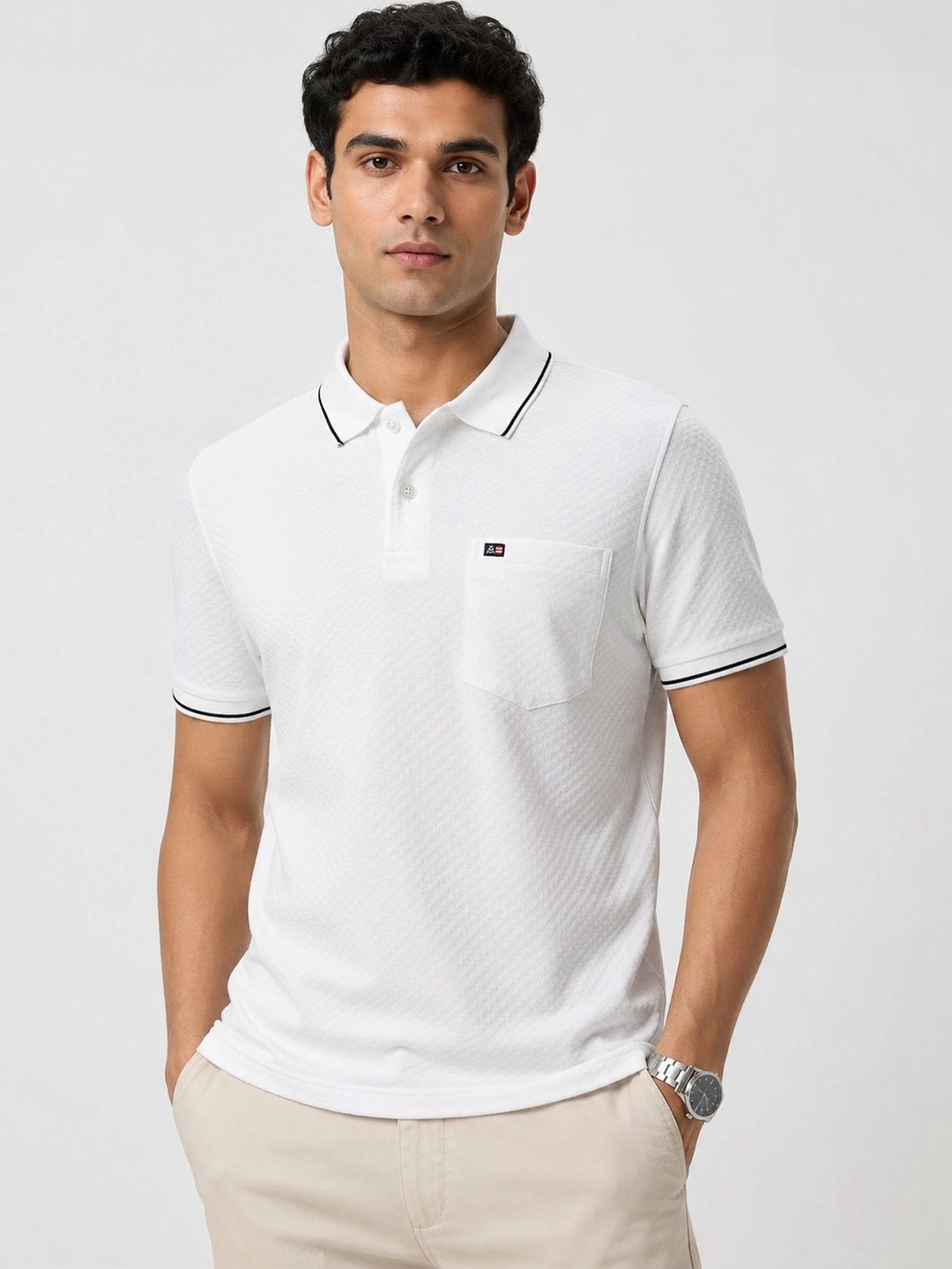 Monk Mode Men Polo Collar Pockets T-shirt