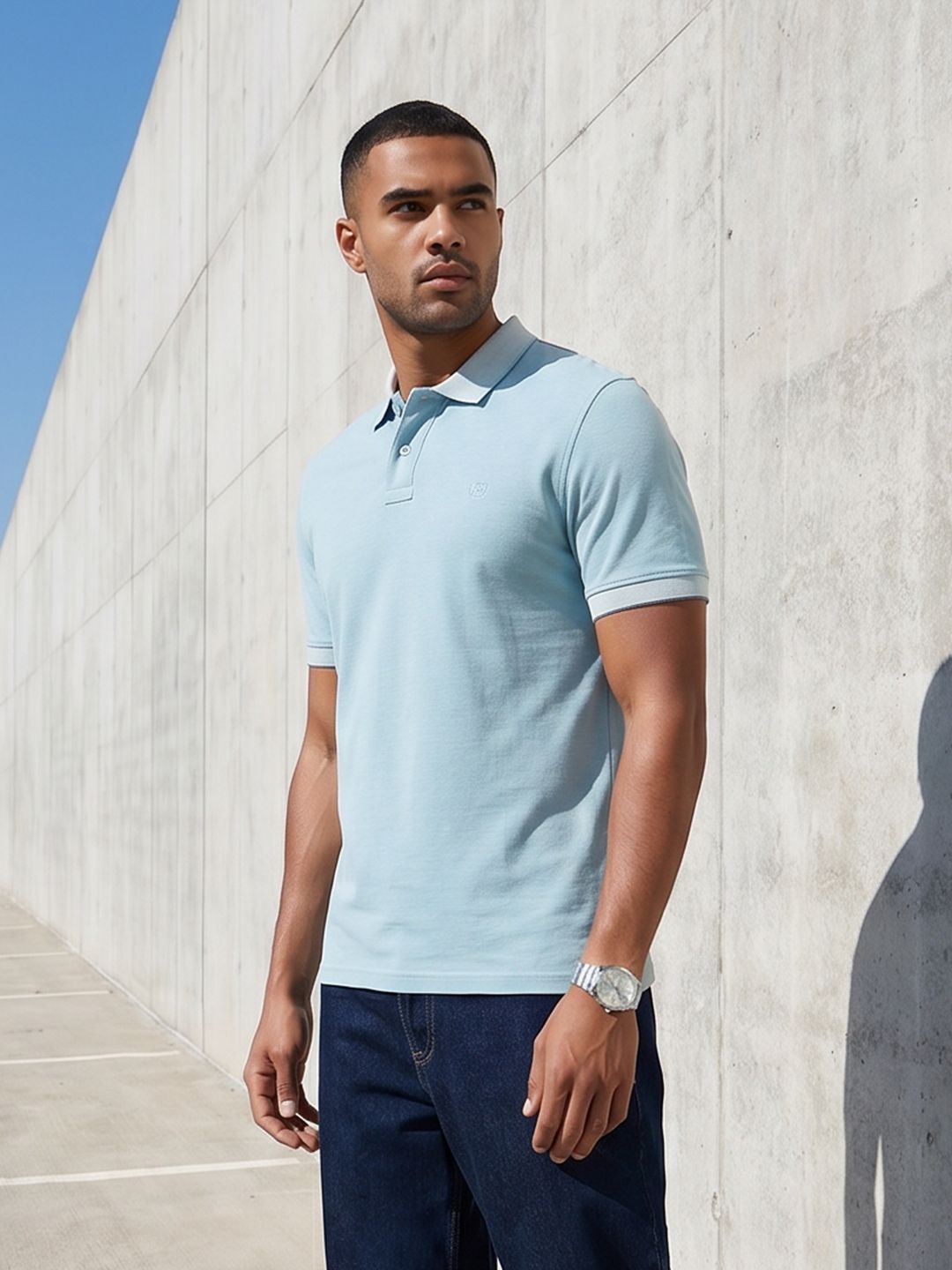 The Roadster Life Co. Knitted Polo Collar T-shirt