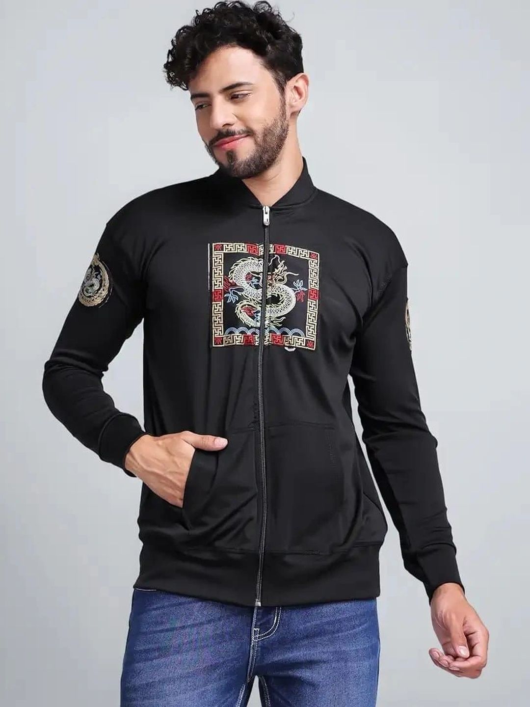 Flirty Soul Men Bomber with Embroidered Jacket