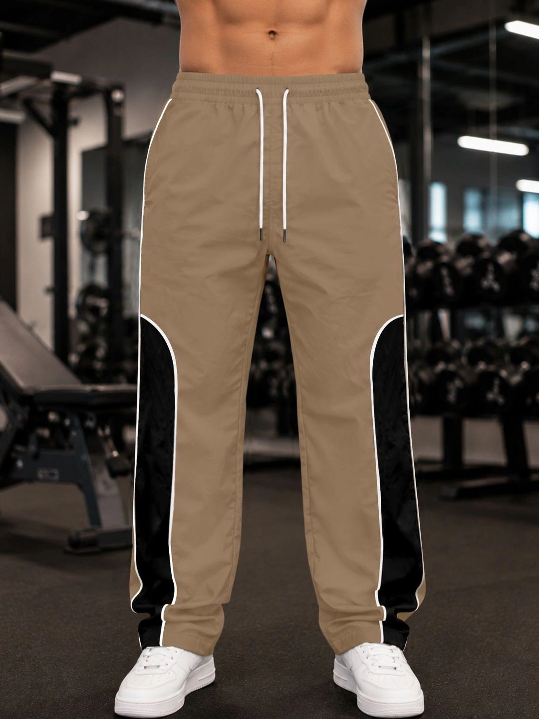 RAJOVATI Men Wide Leg Colourblocked Training Track Pants