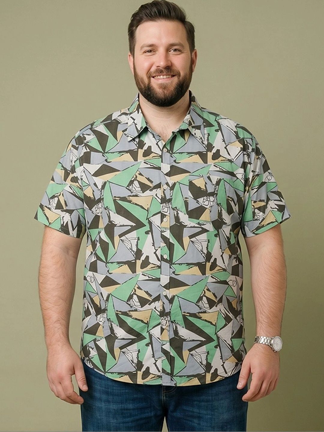 bigbanana Men Plus Size Classic Printed Casual Shirt