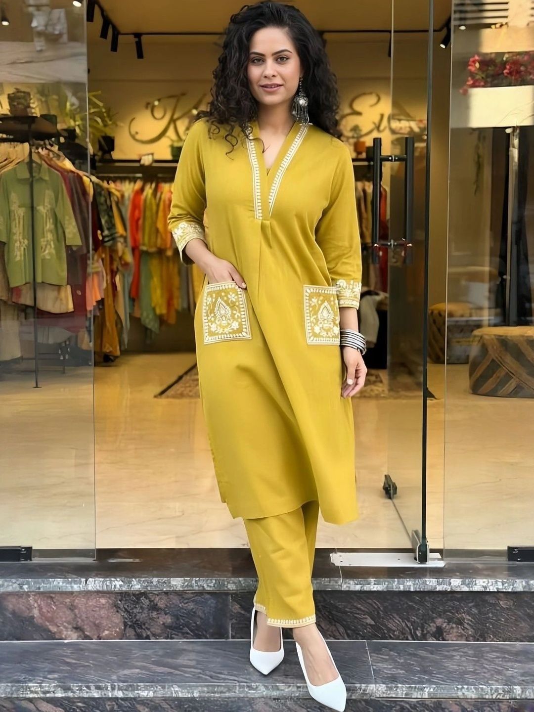 LABEL BY NAVNARI LABEL BY NAVNARI Cotton Embroidered Tunic with Trousers