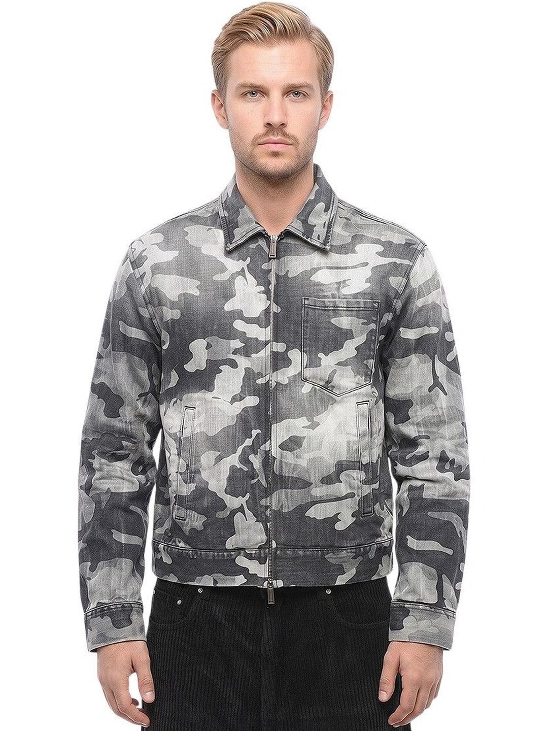 Dsquared2 Black Camo Shirt Collar Jacket