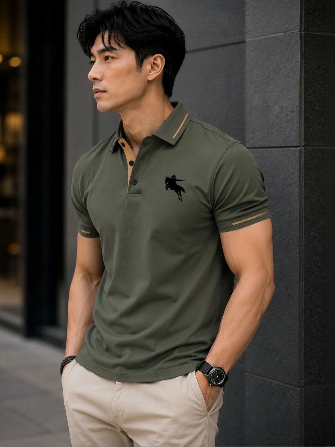 Moda Rapido Men Brand Logo Printed Polo Collar T-shirt