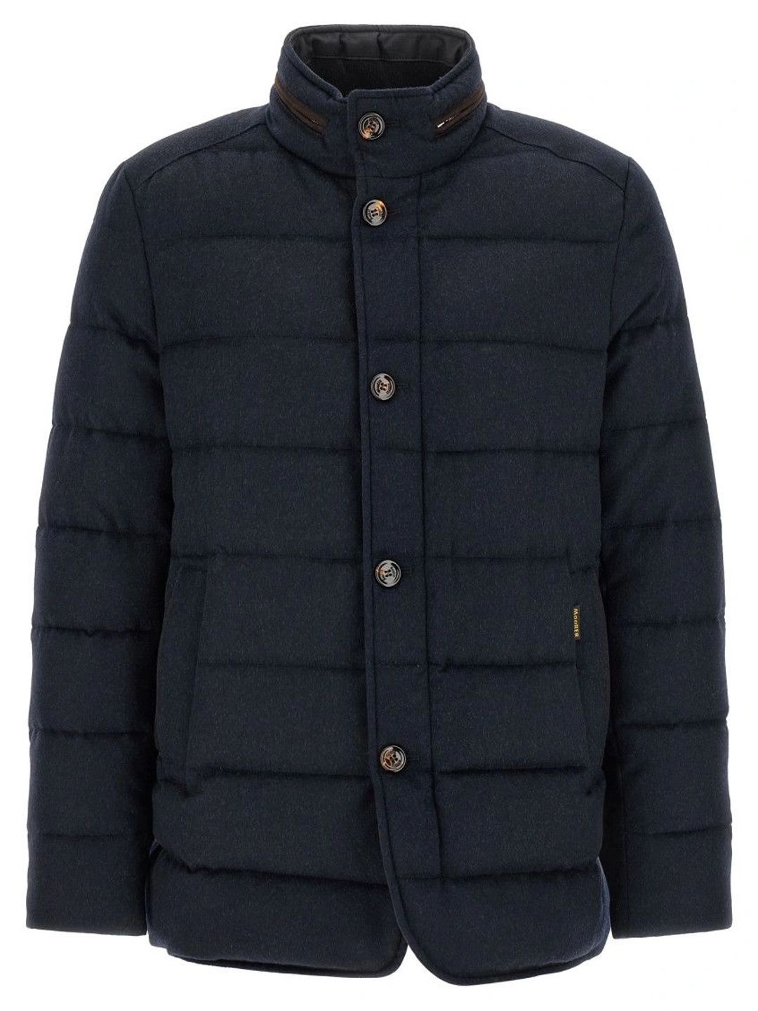 Moorer Blue Quilted Mandarin Collar Jacket