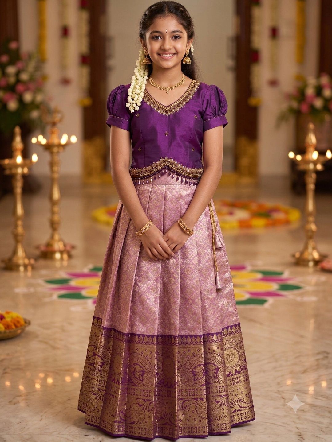 STORIZE Girls Embroidered Ready to Wear Lehenga &