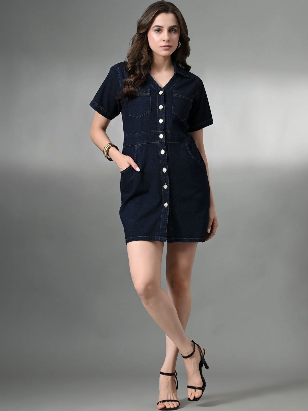Crazeis Denim Shirt Mini Dress