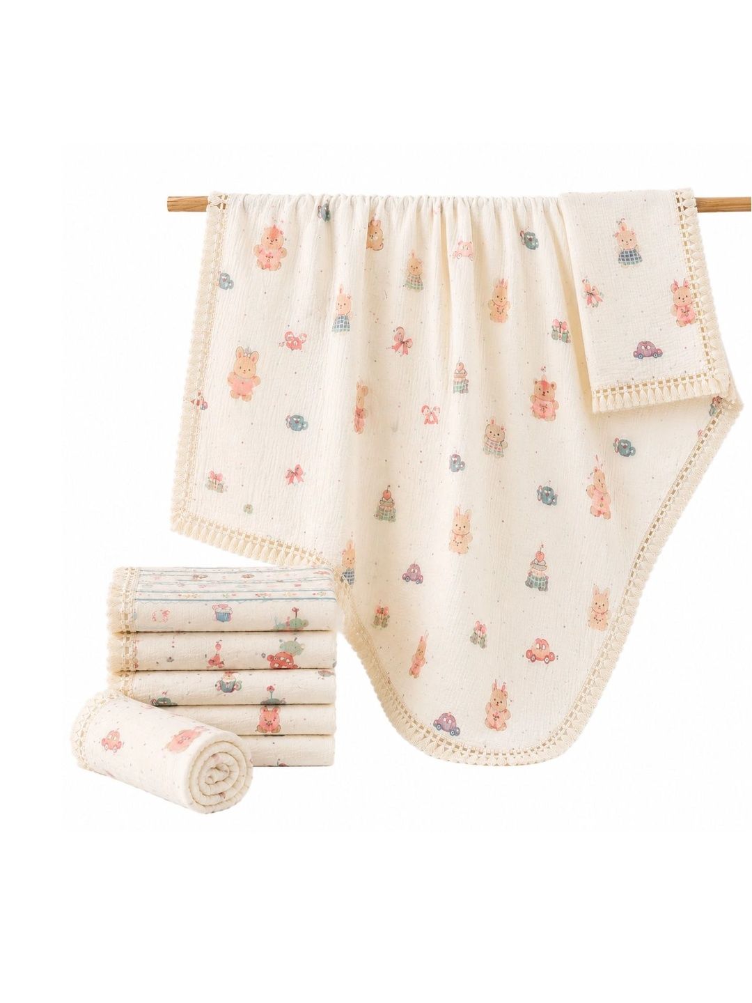 Teri Beri Teri Beri Beige Cartoon Characters AC Room 300 GSM Blanket