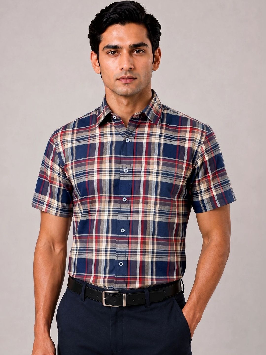 ACCOX Men Comfort Tartan Checks Checked Formal Shirt
