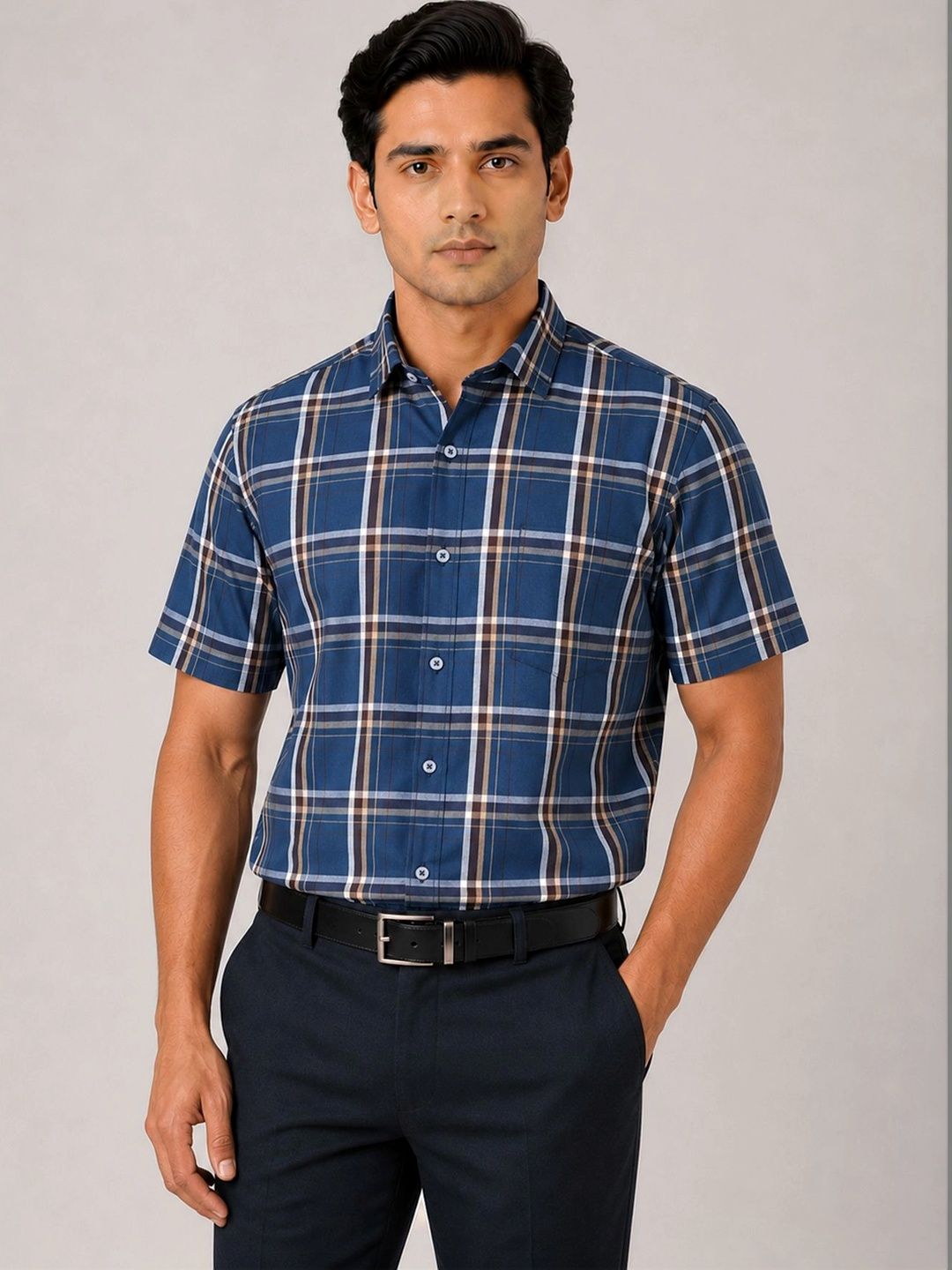 ACCOX Men Comfort Tartan Checks Checked Formal Shirt