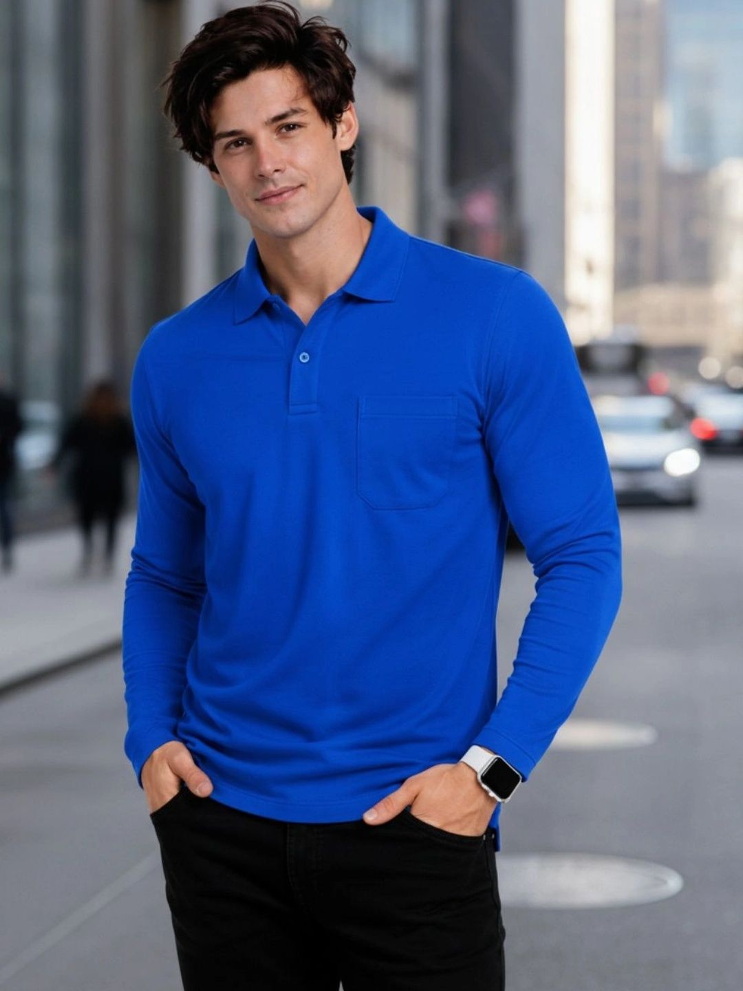SAIKSA FASHION Men Polo Collar Pockets T-shirt