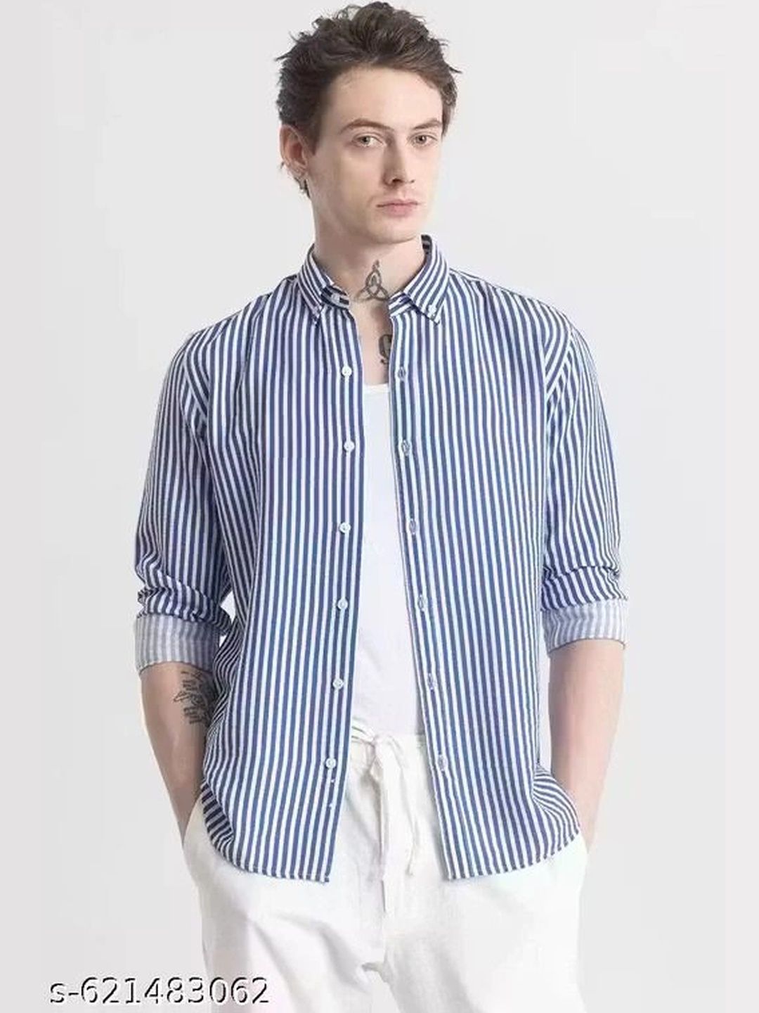 SEEWAYS Men Comfort Slim Fit Striped Casual Shirt