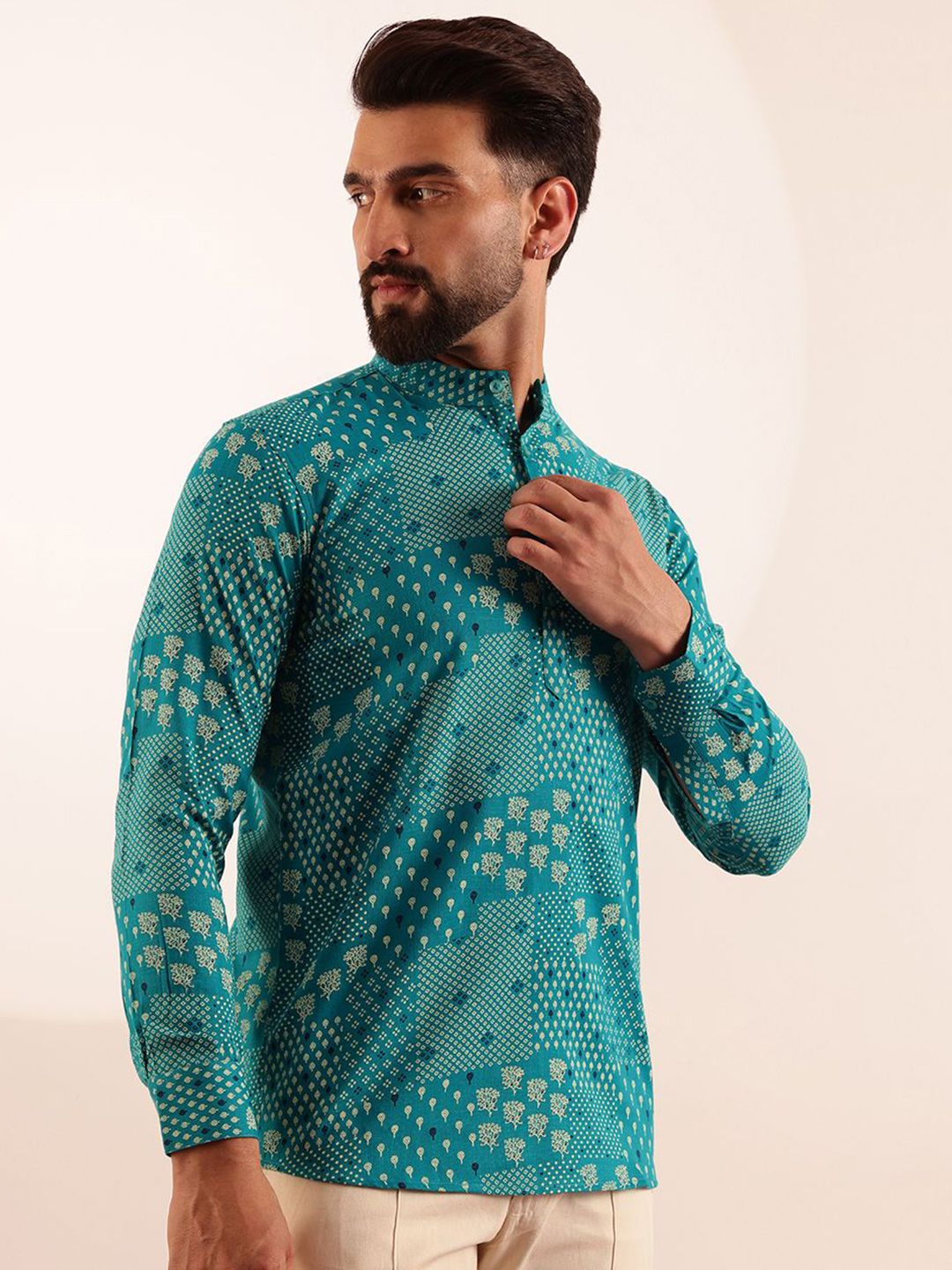 Anouk Ethnic Motifs Printed Mandarin Collar Short Kurta