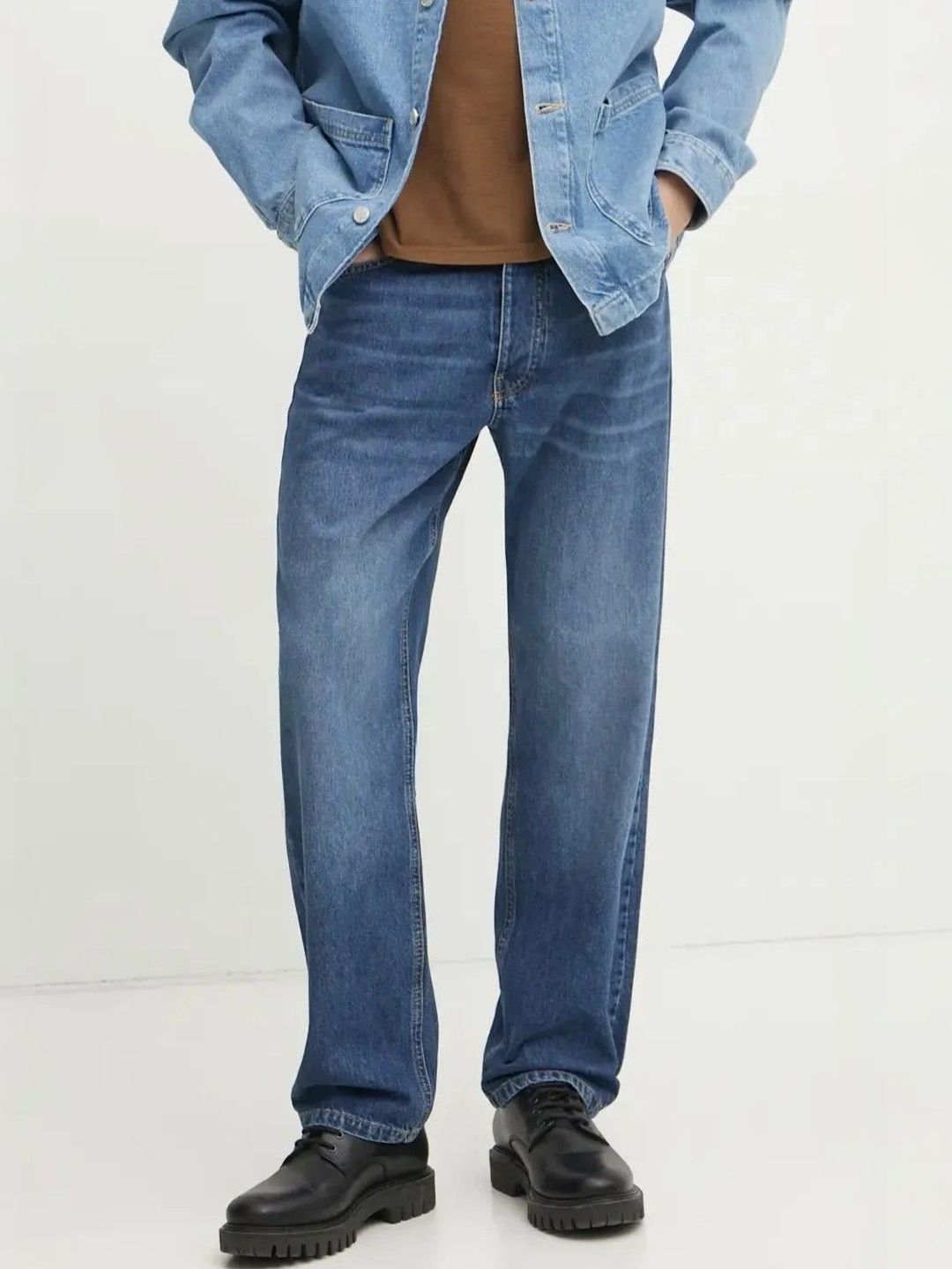 YAMEETFIT Men Jean Straight Fit Mid-Rise Jeans