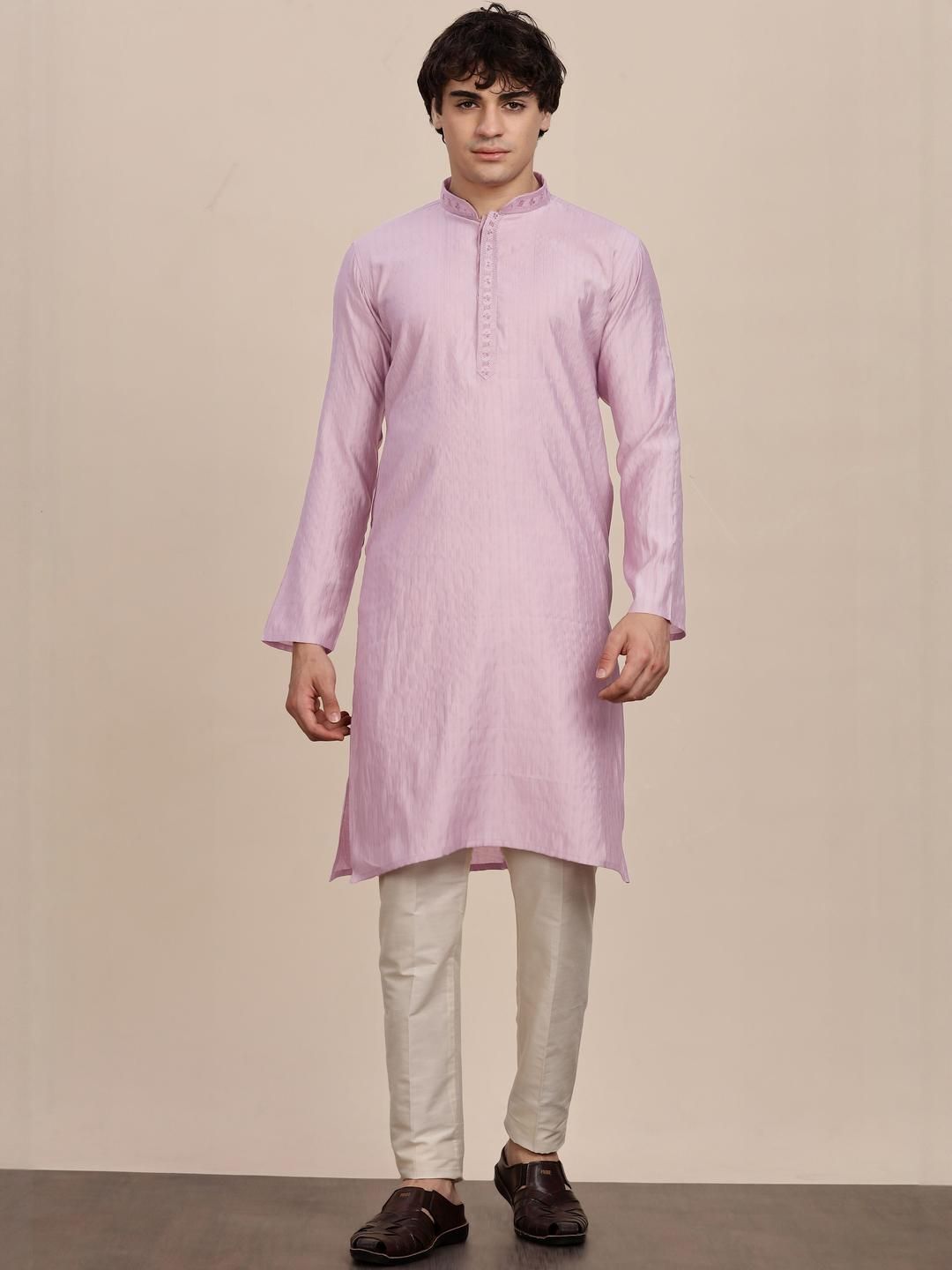 Anouk Men Button Patti Embroidery Work Long Kurta