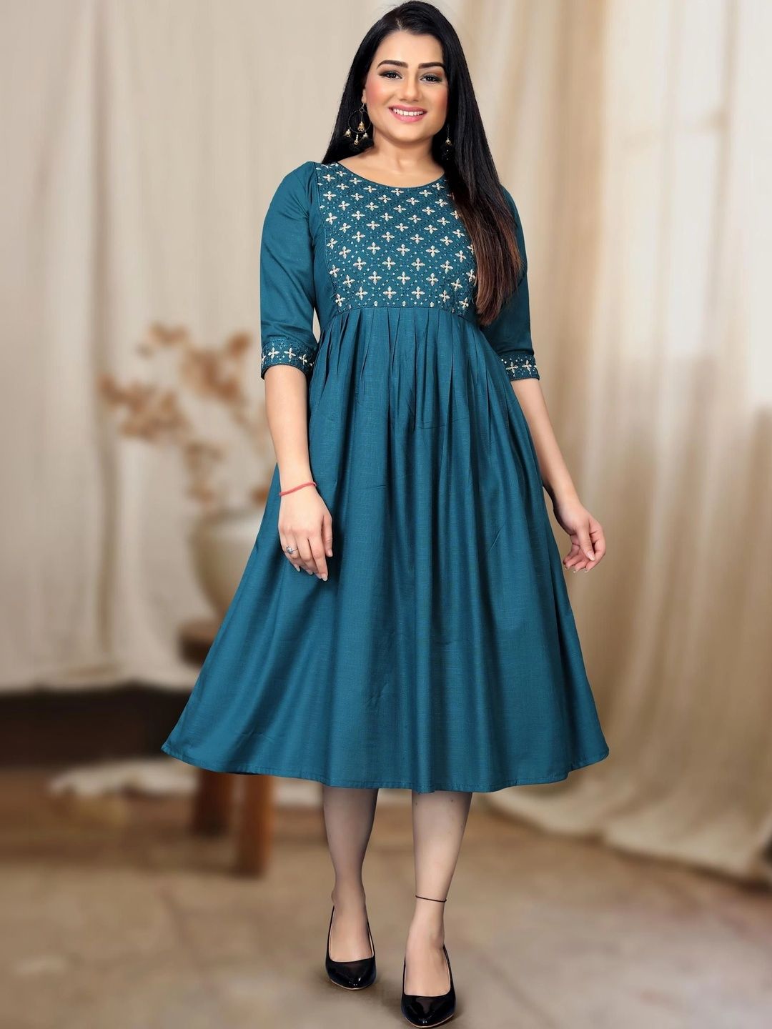 Kalavritta Embroidered A-Line Dress